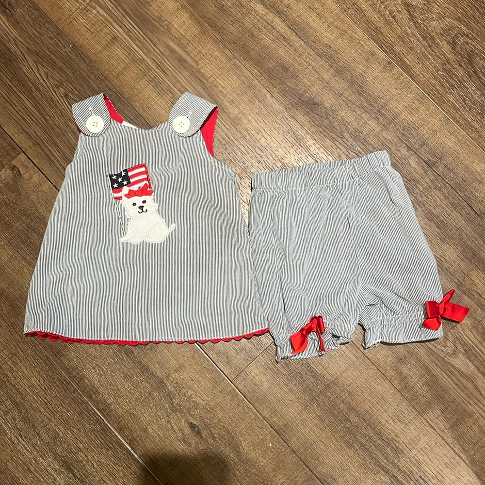 Precious EUC patriotic 4th of July dog flag appliqué set